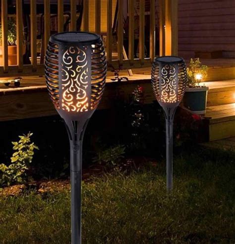 Pack X Estaca Solar Led Faroles Exterior Jardin Antorcha Cuotas Sin