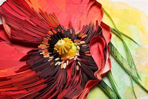 Poppy Flower Quilled By Yulia Brodskaya Artyulia Arte Quilling Paper