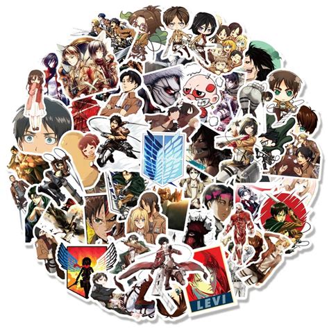 100 Pcs Attack on Titan Anime Stickers Handmade Waterproof Decals for ...