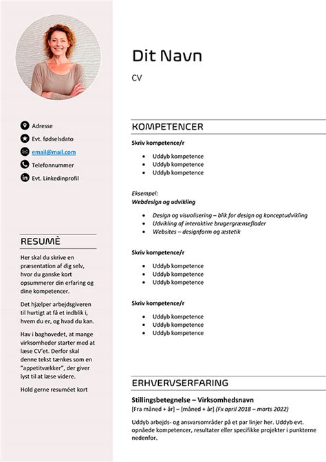 Se CV Eksempler Og Hent Gratis CV Skabeloner Til Dit Eget CV