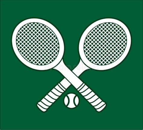 Crossed Tennis Rackets And Ball Icon Outline Style Stock Vector