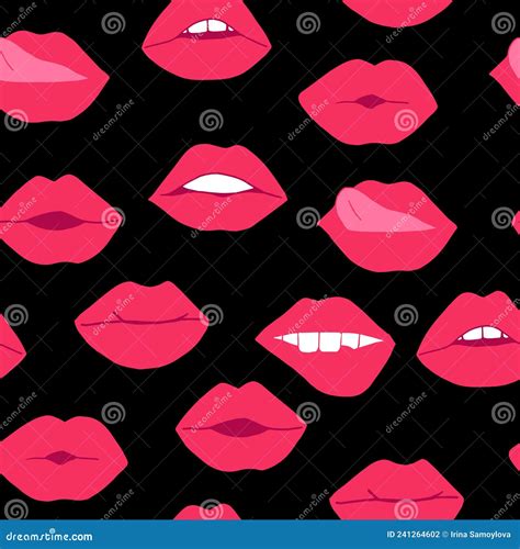 Lips With Pink Lipstick Seamless Pattern Mouth Illustration Hand Drawn