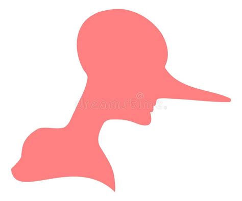 Silhouette Of Man With Long Nose Lie Pinocchio Isolated Stock