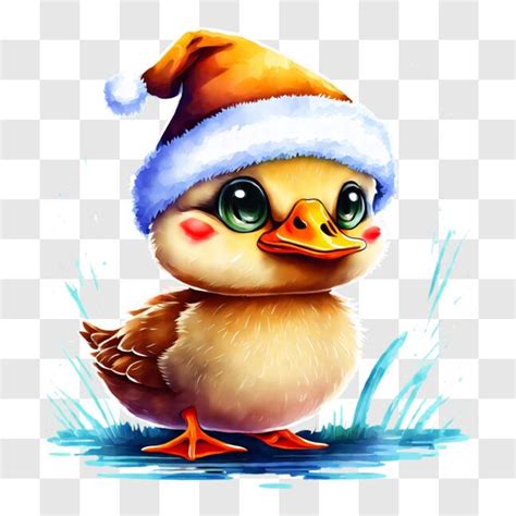 Download Cute Duck Wearing Santa Hat PNG Online - Creative Fabrica