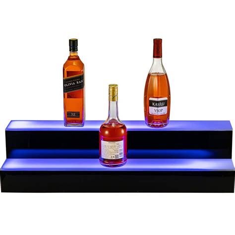 Vevor 12 Bottle Lighted Liquor Bottle Display Shelf 30 In Led Bar Shelves For Liquor 2 Step