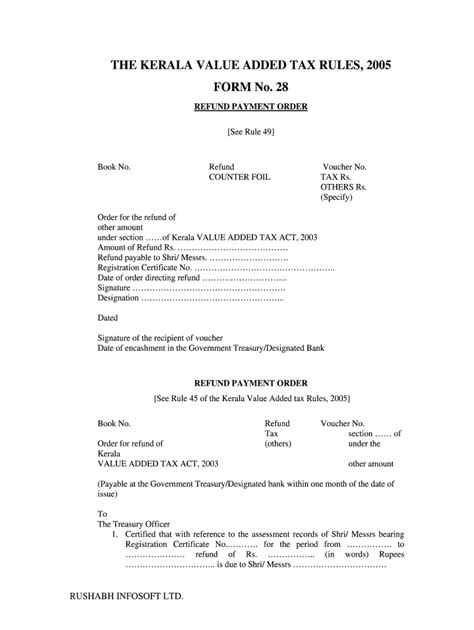 Fillable Online THE KERALA VALUE ADDED TAX RULES 2005 FORM No 28 Fax