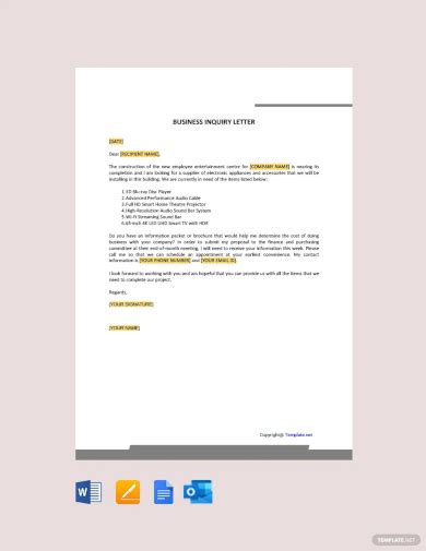 Free Inquiry Letter Templates In Ms Word Pdf Eu Vietnam