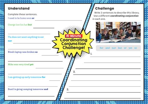 Coordinating Conjunctions Y3 Spag Challenge Mat Teaching Resources