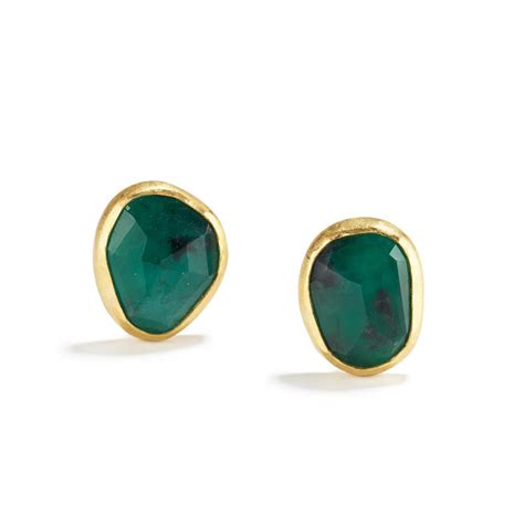 Rose Cut Emerald Ear Studs | Ear studs, Rose cut, Emerald earrings