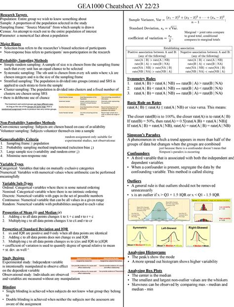 Gea Cheatsheet Final Gea Cheatsheet Ay Analysing Histograms