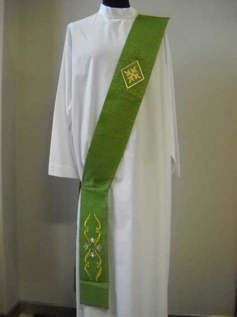 Deacon Stole with Gold Embroidered Design. 95-1697. Tonini Church Supply