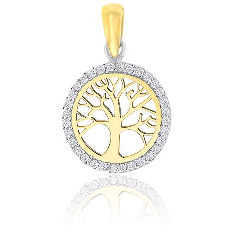 Pendentif Arbre De Vie Zircon Or Jaune Vandona Ocarat