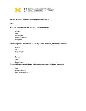 Fillable Online Ii Umich Lrccs Seminar And Workshop Application Form