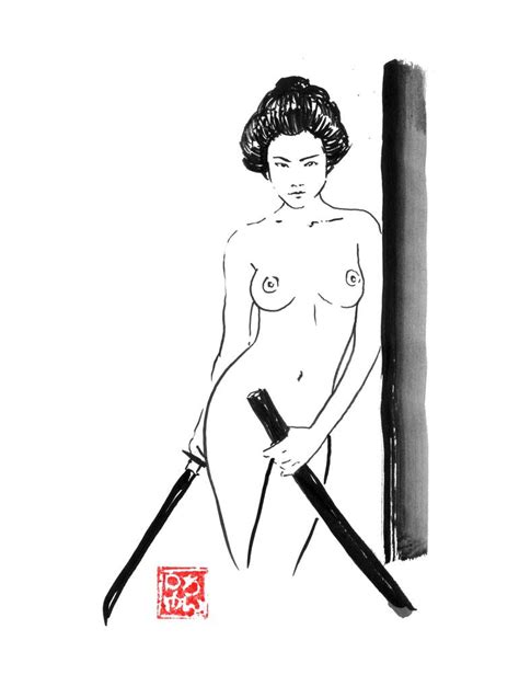 Naked Samurai Geisha Drawing By Pechane Sumie Saatchi Art