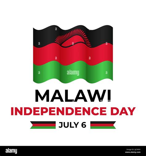 Malawi Independence Day Lettering With Flag National Holiday Celebrate