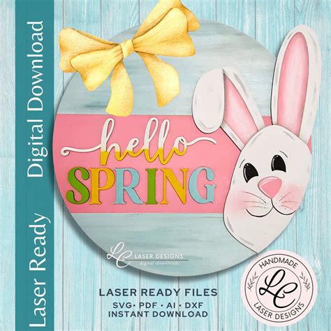 Easter Door Hanger Svg Peeping Bunny Layered Front Door Sign Svg Hello