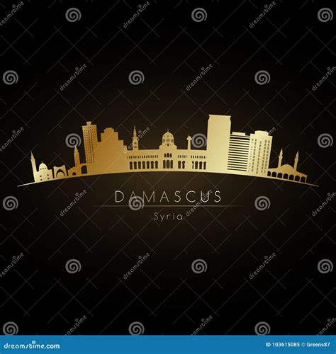 Golden Logo Damascus Skyline. Stock Vector - Illustration of front ...