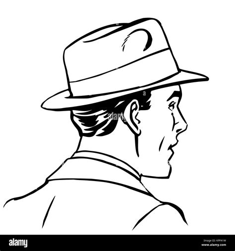 Man Hat Profile Line Art Stock Photo Alamy