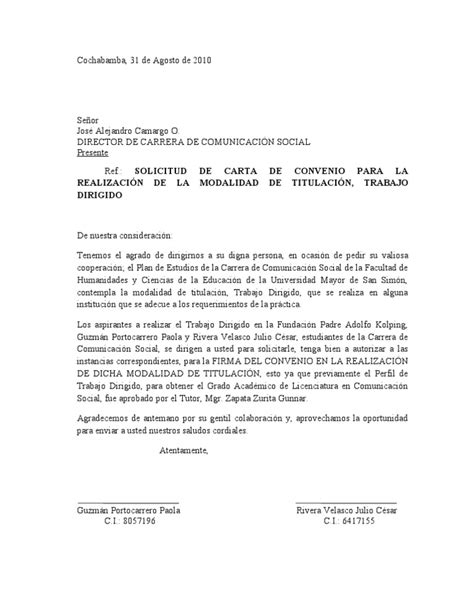 Carta Para Convenio