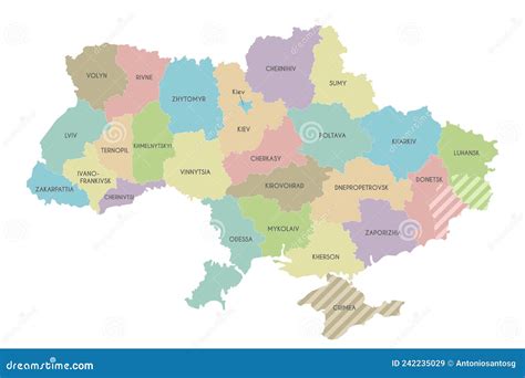 Map Of Ukraine With Regions Administrative Divisions And Territories