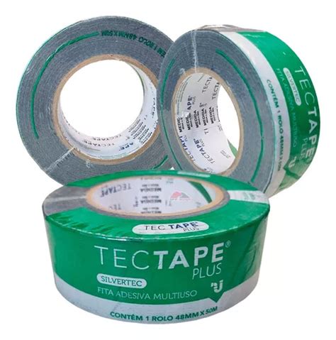 Fita Plástica Adesiva Silvertec Tectape Preta 50 Metros 48mm MercadoLivre