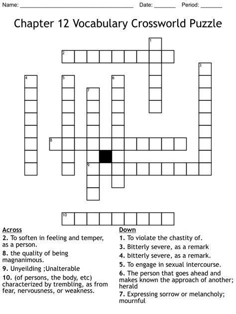 Chapter 12 Vocabulary Crossworld Puzzle Crossword WordMint