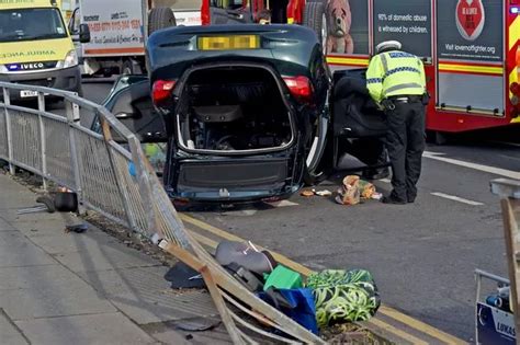 Dramatic Images Show Damage To Car Which Flipped Over In Liverpool Road