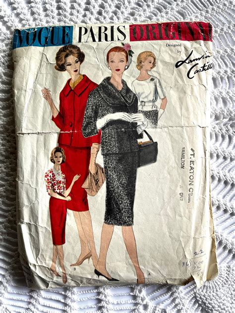 Vintage 1960s Vogue Paris Original 1486 Lanvin Castillo Sewing Pattern Misses Suit Jacket