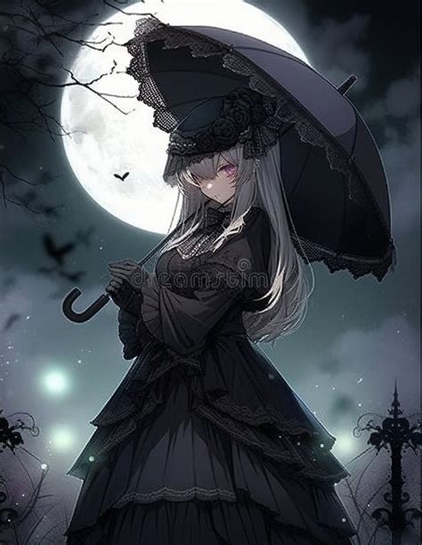 Gothic lady in anime style stock illustration. Illustration of anime ...