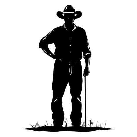 Premium Vector Silhouette Farmer Black Color Only Full Body