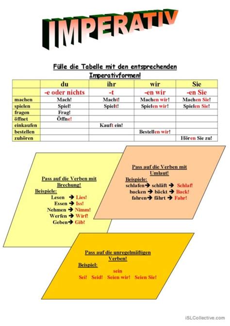 145 Imperativ Deutsch Daf Arbeitsblätter Pdf And Doc