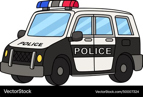 Police car cartoon colored clipart Royalty Free Vector Image