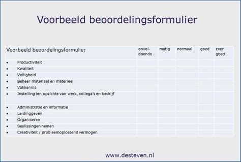 Beoordelingsformulier Voor Beoordelingsgesprek Voorbeeld