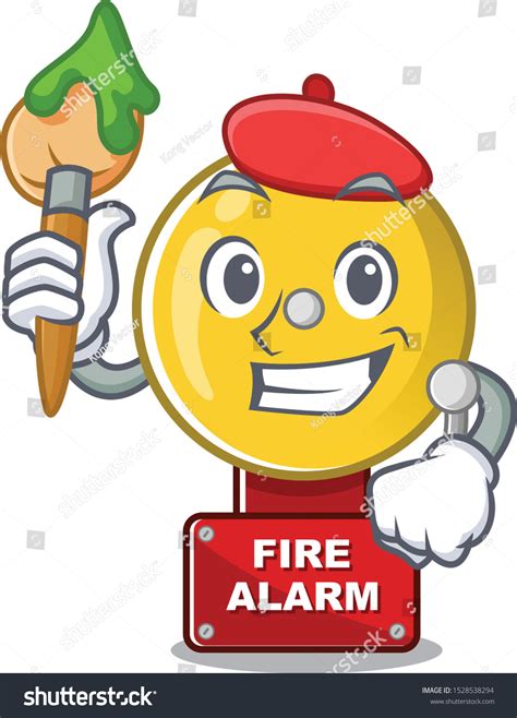 Artist Fire Alarm Stuck Cartoon Wall Stock Vector (Royalty Free) 1528538294