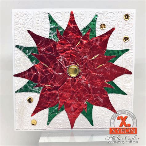 Poinsettia Card Using Foiled Paper Nadine Carlier