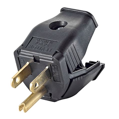 ELECCON ENCHUFE 15A 125V 2P T CLAMPTITE C BISAGRA PVC NEGRO