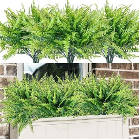 Amazon 12Pcs Artificial Ferns For Outdoor Fake Ferns Plant