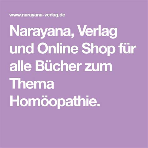 Narayana Verlag und Online Shop für alle Bücher zum Thema Homöopathie