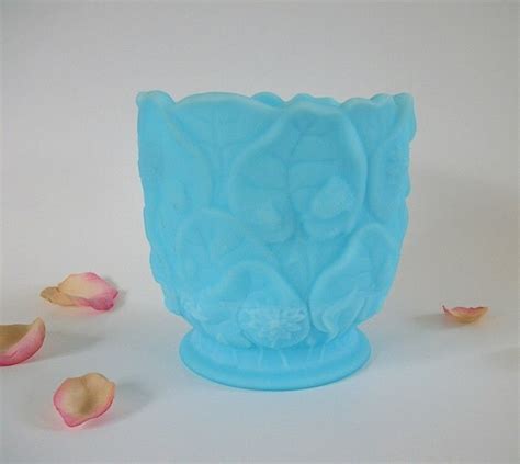 Vintage Fenton Blue Satin Glass Vase By QueeniesVintageFinds