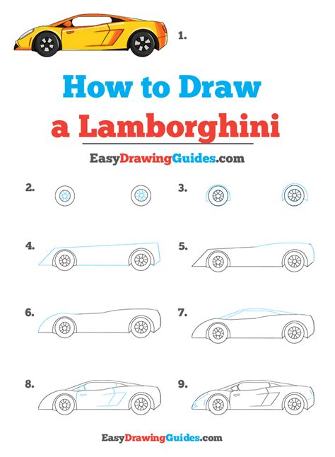 How To Draw A Lamborghini Car Drawing Easy Lambo Step By Step Outline Porn Sex Picture