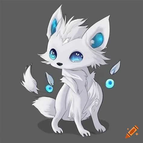 Cute White Anime Fox With Blue Eyes On Craiyon