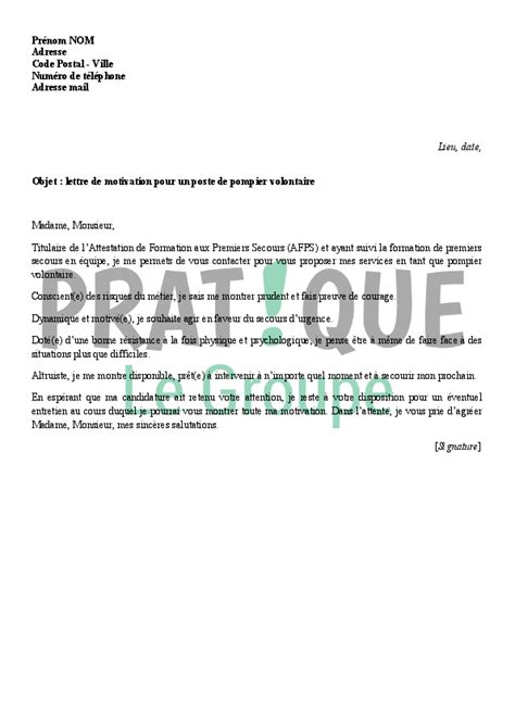 Lettre De Motivation Pour Devenir Pompier Volontaire Pratique Fr