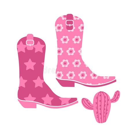 Pink Cowgirl Boots And Western Cactus Isolated Concept T Shirt Or