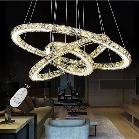 Yuenfong Lustre En Cristal Moderne 96w Led 3 Anneaux Plafonnier Lampes