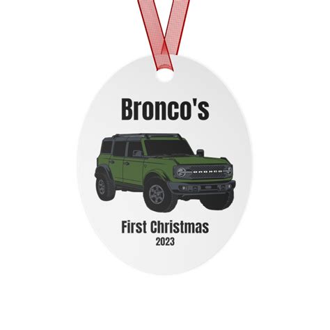 Ford Bronco Metal Ornament With 2023 Broncos First Christmas