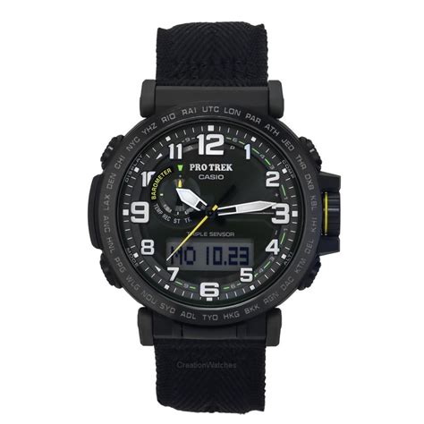 Casio Protrek Analog Digital Bio Based Resin And Cloth Strap Green Dial