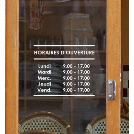 Autocollant Horaires d ouvertures modèle N3 Sticker A moi