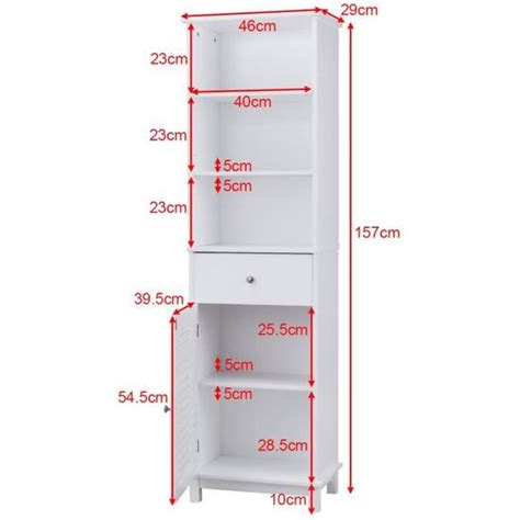 COSTWAY Meuble Salle De Bain Colonne Armoire Sale De Bain Haute Avec 3