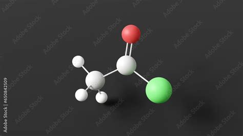 acetyl chloride molecule, molecular structure, acyl chloride, ball and ...