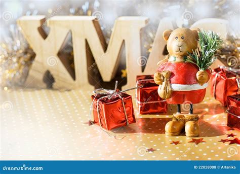 Bear with Christmas tree stock photo. Image of decorative - 22028008